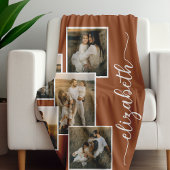 Terracotta gepersonaliseerd met naam 5 fotocollage fleece deken