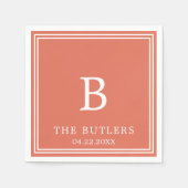 Terracotta gepersonaliseerde bruiloft cocktail ser servet (Voorkant)