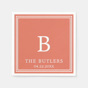 Terracotta gepersonaliseerde bruiloft cocktail ser servet