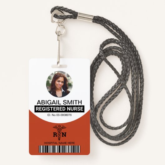 Terracotta Geregistreerde verpleegkundige caduceus Badge (Voorkant met draagriem)