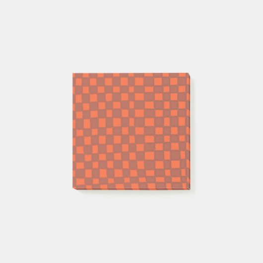 Terracotta geruit warm schaakbordpatroon post-it® notes (Voorkant)