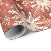 Terracotta Geschilderd Sneeuwvlok Vakantie Kerstmi Cadeaupapier (Rol Hoek)