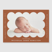 Terracotta geschulpte foto geboorte aankondiging (Voorkant)