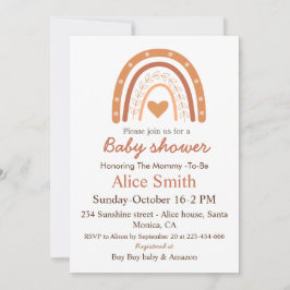 Terracotta geslacht neutrale boho regenboog baby s kaart