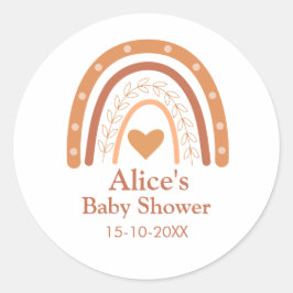 Terracotta geslacht neutrale boho regenboog op maa ronde sticker