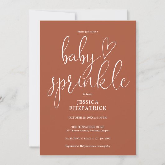 Terracotta Geslachtsneutrale Baby Sprinkle Shower Kaart (Voorkant)