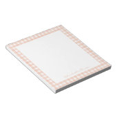 Terracotta Gingham Aangepaste Naam Notitieblok (Schuin)