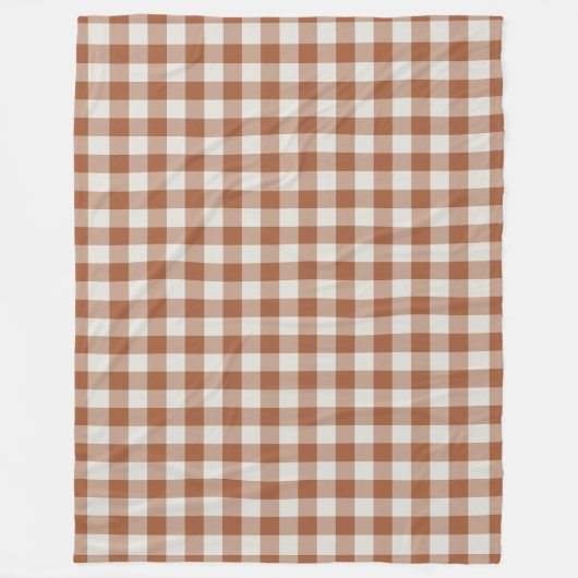 Terracotta Gingham Check Pattern Fleece Blanket (Voorkant)