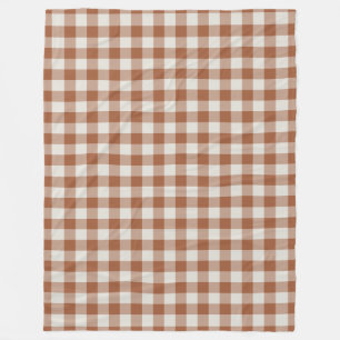 Terracotta Gingham Check Pattern Fleece Blanket Deken