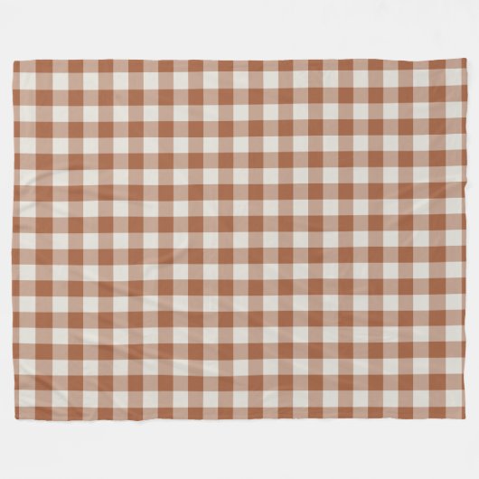 Terracotta Gingham Check Pattern Fleece Blanket Deken (Voorkant (Horizontaal))