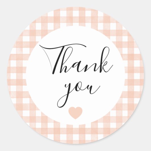 Terracotta Gingham Dankjewel Favor Sticker (Voorkant)