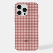 Terracotta Gingham Monogram Moeder Oma Initiaal iPhone Hoesje (Achterkant)