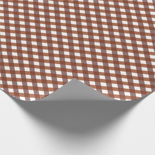 Terracotta Gingham Patterned Cadeaupapier (Hoek)