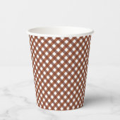 Terracotta Gingham Patterned Papieren Bekers (Achterkant)