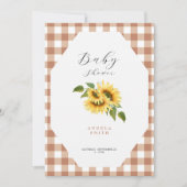 Terracotta Gingham Sunflower Generic Baby shower Kaart (Voorkant)