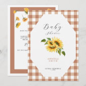 Terracotta Gingham Sunflower Generic Baby shower Kaart (Voorkant / Achterkant)