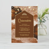 Terracotta Gold Agate Marble Arch Quinceanera Kaart (Staand voorkant)