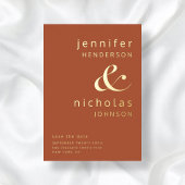 Terracotta Gold Ampersand Wedding Save the Date Folie Uitnodiging