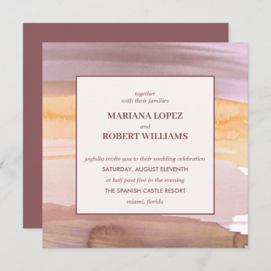 Terracotta Gold Bohemian Wedding Invitation Kaart (Voorkant / Achterkant)