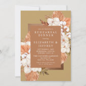 Terracotta Gold Boho Pampas Rehearsal Dinner Kaart (Voorkant)