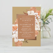 Terracotta Gold Boho Pampas Rehearsal Dinner Kaart (Staand voorkant)