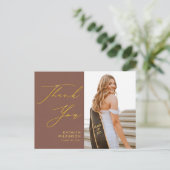 Terracotta Gold Elegant Afstuderen Hartelijk dank Briefkaart (Staand voorkant)
