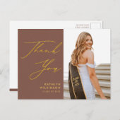 Terracotta Gold Elegant Afstuderen Hartelijk dank Briefkaart (Voorkant / Achterkant)
