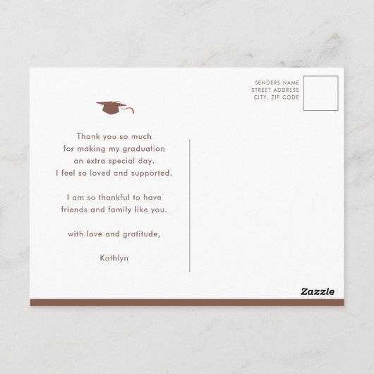 Terracotta Gold Elegant Afstuderen Hartelijk dank Briefkaart (Achterkant)