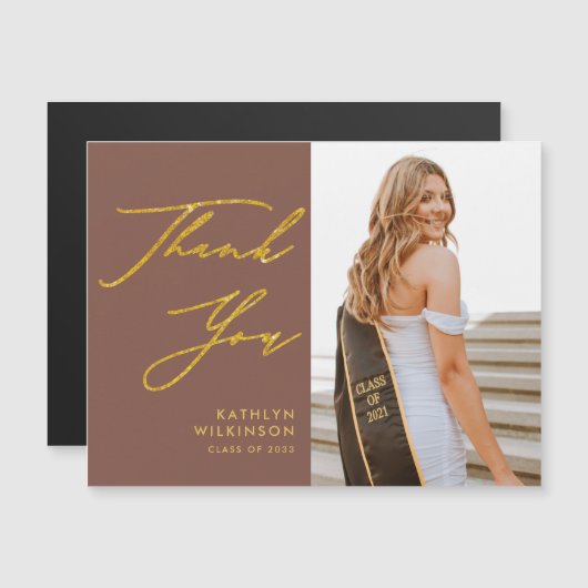 Terracotta Gold Elegant Script AFSTUDEERDER Hartel (Voorkant / Achterkant)