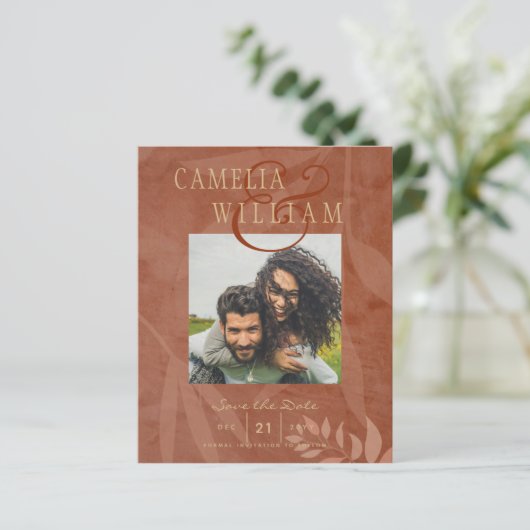 Terracotta Gold Fall Wedding FOTO Save the Date (Staand voorkant)