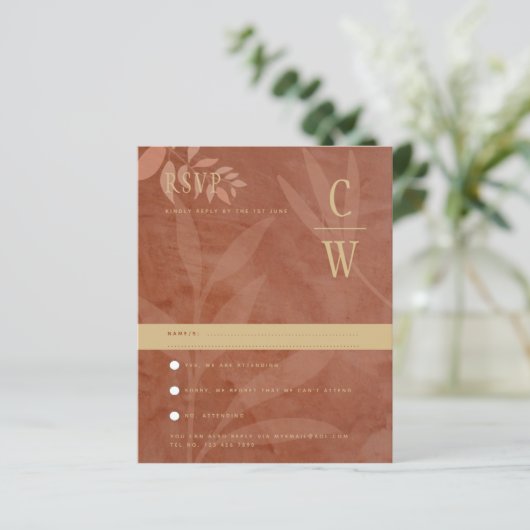 Terracotta Gold Fall Wedding Leaves Modern (Staand voorkant)