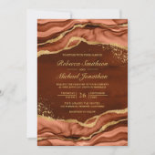 Terracotta Gold Fluid Ink Foto Weddenschap Kaart (Voorkant)