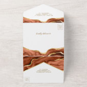 Terracotta Gold Foil Abstract fluid Ink Wedding All In One Uitnodiging (Buitenkant)
