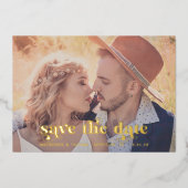 Terracotta Gold Foil Modern Photo Save the Date Folie Uitnodiging (Voorkant)