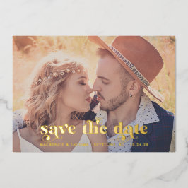 Terracotta Gold Foil Modern Photo Save the Date Folie Uitnodiging