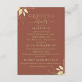 Terracotta & Gold Foliage Modern Botanical Wedding Informatiekaartje (Voorkant)