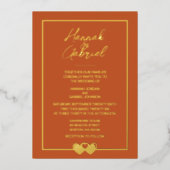 Terracotta Gold Foto bruiloft Folie Uitnodiging (Voorkant)
