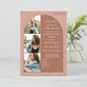 Terracotta Gold Glitter Confetti Photo Afstuderen Kaart (Staand voorkant)