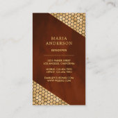 Terracotta Gold Glitter Honey Bee Visitekaartje (Achterkant)