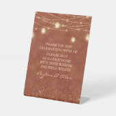 Terracotta Gold Glitter Lights Wedding Guestbook Reclamebord Met Voetstuk (Voorkant)