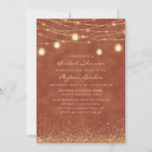 Terracotta Gold Glitter String Light Vrijgezellenf Kaart (Voorkant)