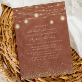 Terracotta Gold Glitter String Light Vrijgezellenf Kaart