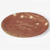Terracotta Gold Glitter String Light Vrijgezellenf Papieren Bordje (Gekanteld)