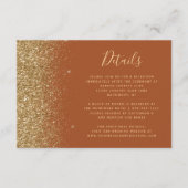 Terracotta Gold Glitter Wedding Details Informatiekaartje (Voorkant)
