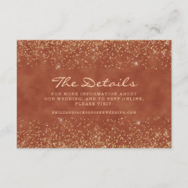 Terracotta Gold Glitter Wedding Details Informatiekaartje
