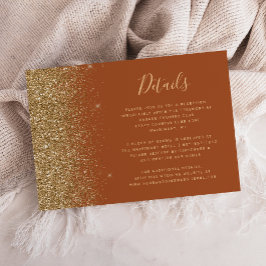 Terracotta Gold Glitter Wedding Details Informatiekaartje
