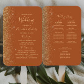 Terracotta Gold Glitter Wedding Programma Handwaaier