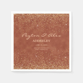 Terracotta Gold Glitter Wedding Reception Servet