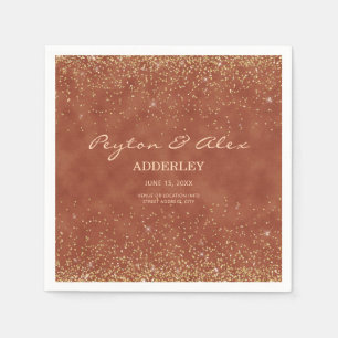 Terracotta Gold Glitter Wedding Reception Servet