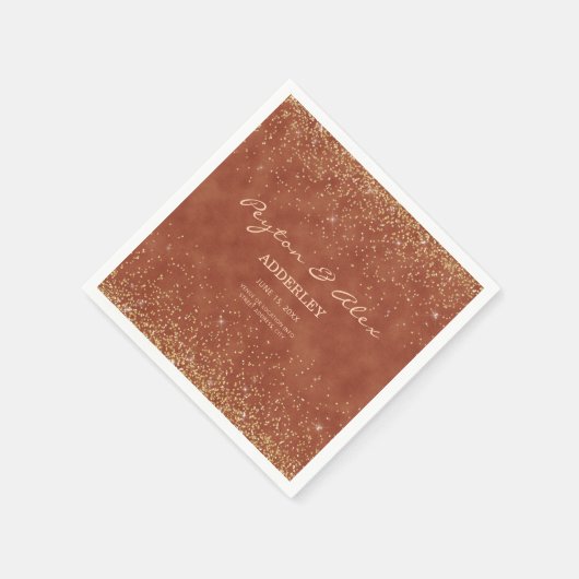 Terracotta Gold Glitter Wedding Reception Servet (Hoek)